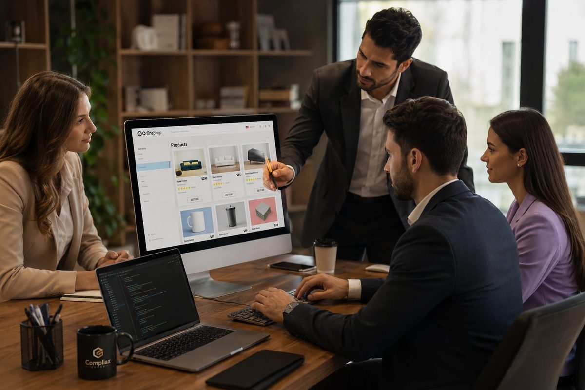 E-commerce team developing online shop
